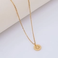 Minimalist gold Cancer zodiac necklace with hollow circular pendant for women - Cancer (With Chain) / Gold