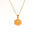 Collana classica in acciaio inossidabile placcato oro 18k con pendente esagonale lettera N - Stile Lettera N (Con Catena)