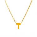 Collana in acciaio inossidabile placcato oro 18K con ciondolo a forma di lettera T lucida - Lettera T / un solo ciondolo, senza catena