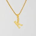 18K gold plated stainless steel necklace featuring letter K pendant with bamboo texture - Letter K (Single Pendant) / Steel