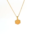 Collana classica in acciaio inossidabile placcato oro 18 carati con ciondolo esagonale - Stile Lettera O (Con Catena)