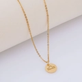 Minimalist gold Libra zodiac necklace with hollow circular pendant and fine link chain - Libra (With Chain) / Gold