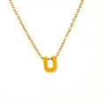 Collana minimalista in acciaio inossidabile placcato oro 18K con ciondolo lettera U - Lettera U / un solo ciondolo, senza catena