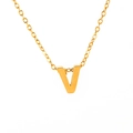 Collana minimalista in acciaio inossidabile oro 18K con ciondolo a V lucido - Lettera V / un solo ciondolo, senza catena