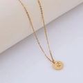 Minimalist gold Sagittarius zodiac necklace featuring a hollow round archer pendant - Sagittarius (With Chain) / Gold