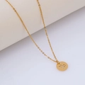 Minimalist gold Capricorn zodiac necklace with circular hollowed coin pendant for women - Capricorn (With Chain) / Gold
