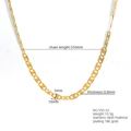 Collana minimalista in acciaio inossidabile placcata oro 18K con maglie piatte - Stile piatto ad anello grande (550-02) / Oro