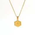 Collana in acciaio inossidabile placcato oro 18k con pendente esagonale e lettera S - Stile Lettera S (Con Catena)