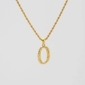 18K gold plated stainless steel O-letter pendant necklace with hammered texture finish - Letter O (Single Pendant) / Steel