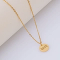 Gold plated stainless steel necklace featuring a hollow Aquarius zodiac pendant - Aquarius (With Chain) / Gold