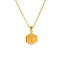 Collana classica in acciaio inossidabile placcato oro 18k con ciondolo esagonale lettera T - Stile Lettera T (Con Catena)