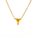Collana minimalista in acciaio inossidabile oro 18K con ciondolo a lettera Y lucido - Lettera Y / solo ciondolo