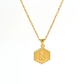Collana dorata in acciaio inossidabile 18k con ciondolo esagonale e lettera U - Con Catena Forzatina / Lettera U