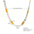 Collana a catena a maglie rettangolari in acciaio inossidabile placcato oro 18K con dimensioni - Rettangolare bicolore oro e argento (550-06) / combinazione color oro e argento