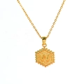 Collana in acciaio inossidabile dorato con ciondolo esagonale e design lettera W - Con Catena Forzatina / Lettera W