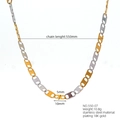 Collana a catena bicolore in acciaio inossidabile placcato oro 18 carati minimalista - Stile ovale piatto bicolore (550-08) / combinazione color oro e argento