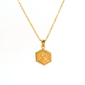 Collana in acciaio inossidabile placcato oro 18k con ciondolo esagonale e lettera X - Con Catena Forzatina / Lettera X