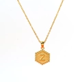 Collana classica in acciaio inossidabile placcato oro 18k con ciondolo esagonale e lettera Z - Stile Lettera Z (Con Catena)