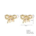 Detail showing 30mm golden bow earrings in 18k gold PVD plated stainless steel - 3D Bowknot Style (586) / Gold
