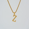18K gold-plated stainless steel twist chain necklace with textured letter Z pendant - Letter Z (Single Pendant) / Steel