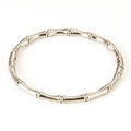 Polished silver stainless steel bamboo joint bracelet with minimalist aesthetic finish - Bamboo Shape (520) / Silver