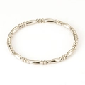 Minimalist silver bamboo-style stainless steel bracelet with polished finish - Bead Splice (521) / Silver
