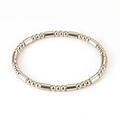 Polished silver stainless steel bamboo style jointed bracelet with mirror finish - Long Tube Splice (522) / Silver