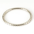 Minimalist silver bamboo joint bracelet with polished stainless steel segment design - Horizontal Texture (523) / Silver