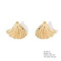 Golden 304 stainless steel shell stud earrings with 18k gold PVD plating texture - Shell Fan Style (585) / Gold