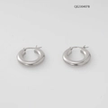 Polished silver stainless steel chunky hoop earrings with a secure latch back closure - Silver 407