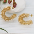 Exaggerated gold spring spiral hoop earrings with irregular geometric winding design - Spring Spiral Winding Gold Style (387)