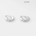 Polished silver stainless steel snake pattern geometric U-shape hoop earrings - Irregular Thick Oval Style (CJE230409B) / Silver 409
