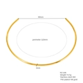 Polished 18K gold plated stainless steel collar necklace with 3mm diameter and 90mm opening - Gold