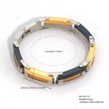 Industrial bicolor stainless steel watchband bracelet with rivets and gold accents - Tri-Color Block Patchwork Industrial Style (B541-01)