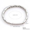 Silver stainless steel watchband style link bracelet with vertical stripe pattern - Striped Silver Link Style (B541-02)