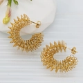 Irregular geometric gold spiral earrings with wrapped wire spring design and stud backs - Fine Wire Wrapped Spring Coil Gold Style (388)