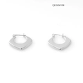 Chic silver-finish geometric square hoop earrings with polished stainless steel texture - Silver 410