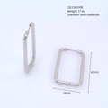 Silver rectangular geometric hoop earrings in polished stainless steel for women - Rectangle Style / 40mm x 24mm / Steel