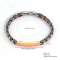 Men's two-tone stainless steel link bracelet in rose gold and black finish with zircon - Rose Gold Black Color Block I-Link (B541-05)