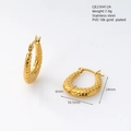Golden stainless steel water drop earrings with embossed snake skin texture and PVD 18K plating - Gold 412