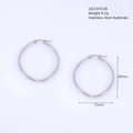 Oval silver stainless steel hoop earrings with snap closure, 48mm size, weighing 9.2g - Oval Design / 48mm x 35mm / Steel