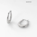 Silver stainless steel snake pattern hoop earrings with unique textured finish - Silver 412