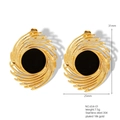 Vintage 18K gold-plated fireworks stud earrings with black drip oil center - Black