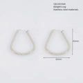 Silver teardrop hoop earrings in stainless steel with hammered texture, 45mm height - U-Shape Style / 45mm x 30mm / Steel