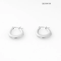 Silver stainless steel hoop earrings featuring textured geometric snake scale pattern - Silver 413
