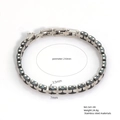 Silver and black stainless steel link bracelet with watch strap style and 210mm perimeter - Black Silver Rectangular Link (B541-09)