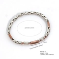 Silver and rose gold bicolor stainless steel watchband bracelet with cubic zirconia - Two-Tone Mechanical Style With Zirconia (B541-11)