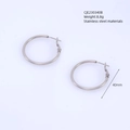 Silver stainless steel large hoop earrings with 40mm diameter and secure pin closure - Round Style / 40mm x 40mm / Steel