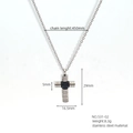 Silver stainless steel cross necklace with black inlay and dainty O-chain for women - Silver Black Splicing Style(531-02)