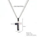 Silver and black cross pendant in stainless steel with crystal dot details - Silver Black Point Style(531-05)